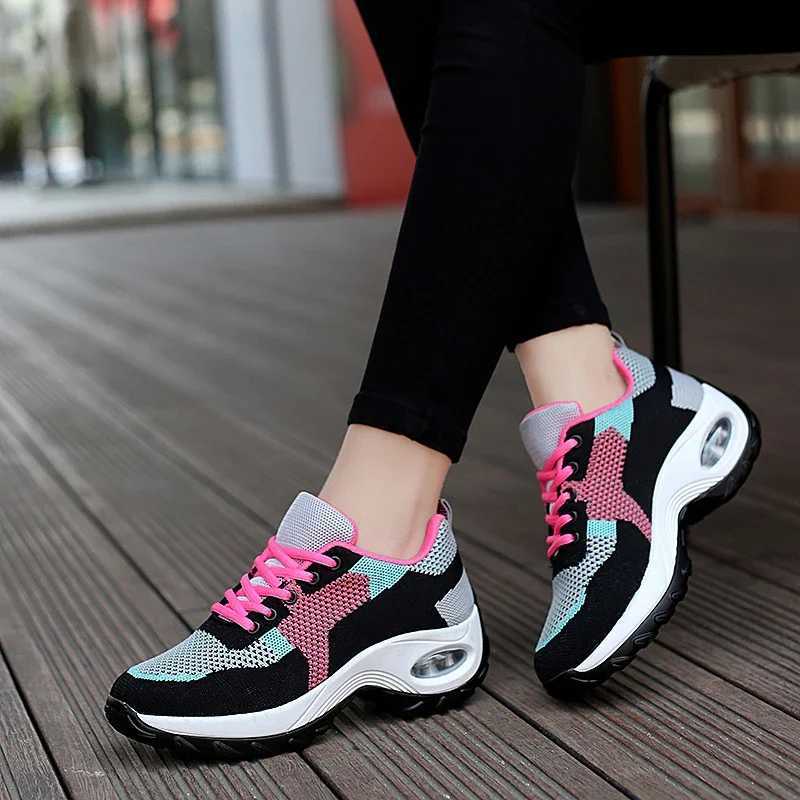 Tenis womens sports shoes Air Cushi walking shoes breathable gym jogging shoes womens lace up platform sports shoes Tenes FemininoXJ250324