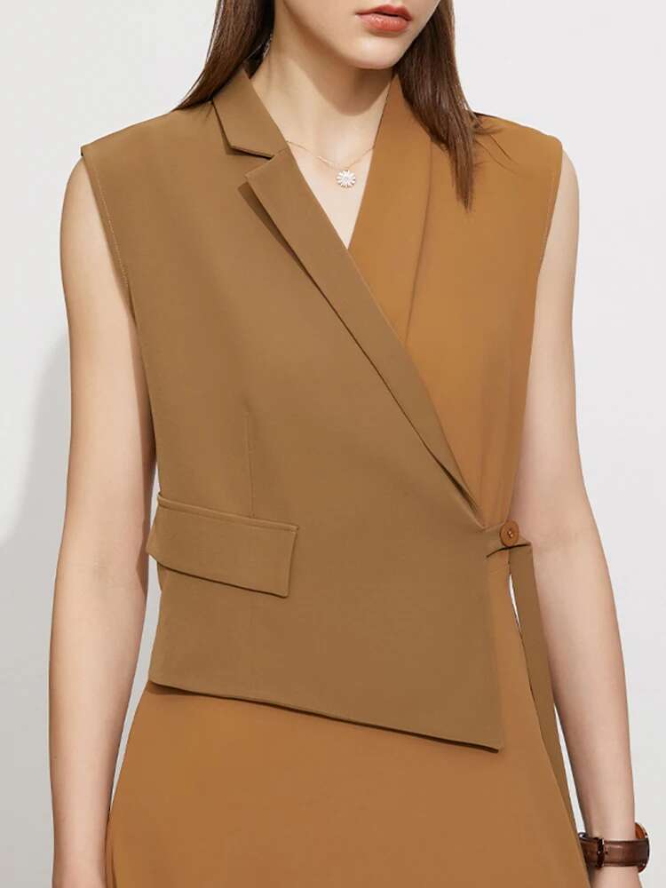 AMII Minimalism Dresses for Women 2023 Summer New Office Lady Slim Fit Lace-up V Neck Elegant Chic Black Long Vestidos 12352023