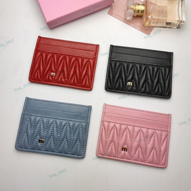 Wholesale Luxurys Designers Card Holder Purses Fashion Short Multiple Lambskin Card Holder Wallet Matelasse Pattern Classic Coin Purse 5MC076 5MC208
