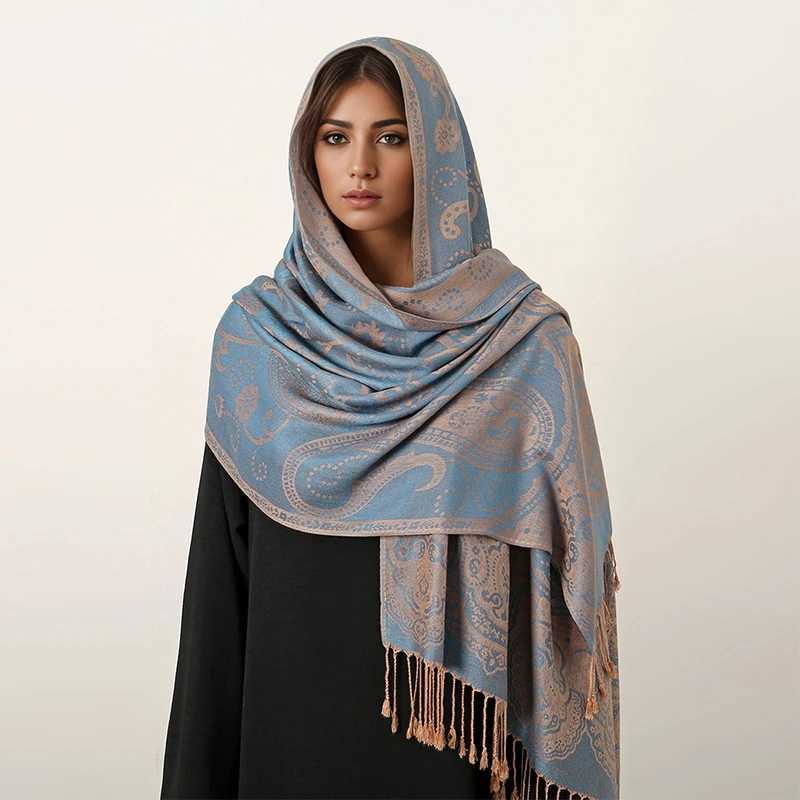 winter headscarf scarf long Muslim cashmere shawl Fem Foard soft turbo bag suitable for luxury brands with ribbons X2503241