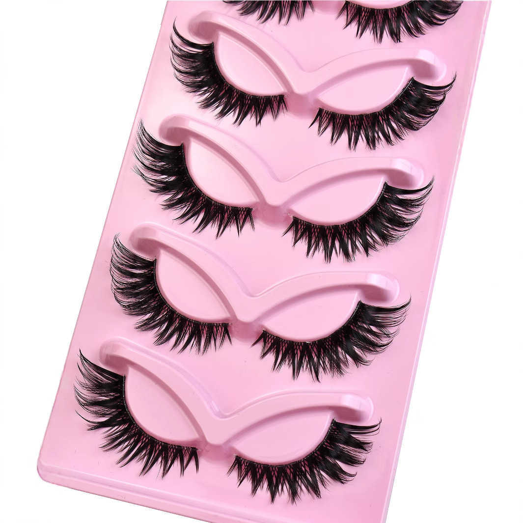 5 pairs of full fox eye cat eye false eyelashes thick and curled simulated fox style eyelashes W250324
