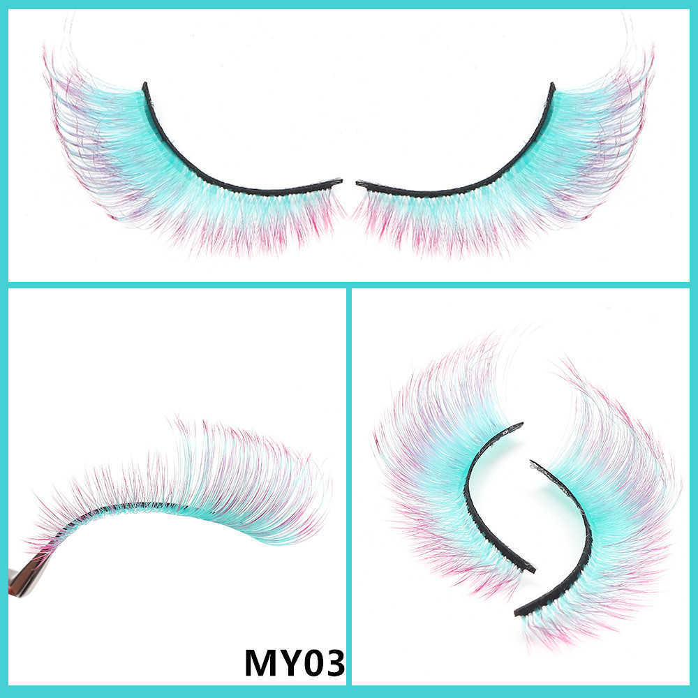 Colorful cat eye false eyelashes imitating mink eyelashes thick and curled naturally multi-layered false eyelashes W250324