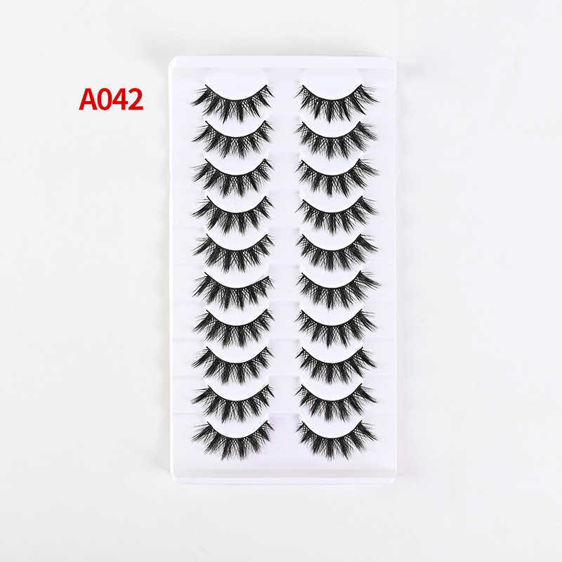 10 pairs of thick double eyelid false eyelashes whole black hard stem stage natural eyelashes W250324