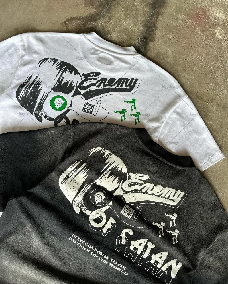 American street fashion casual clothing letter printing oversized short sleeved mens Y2K loose version Tshirt for women 250324