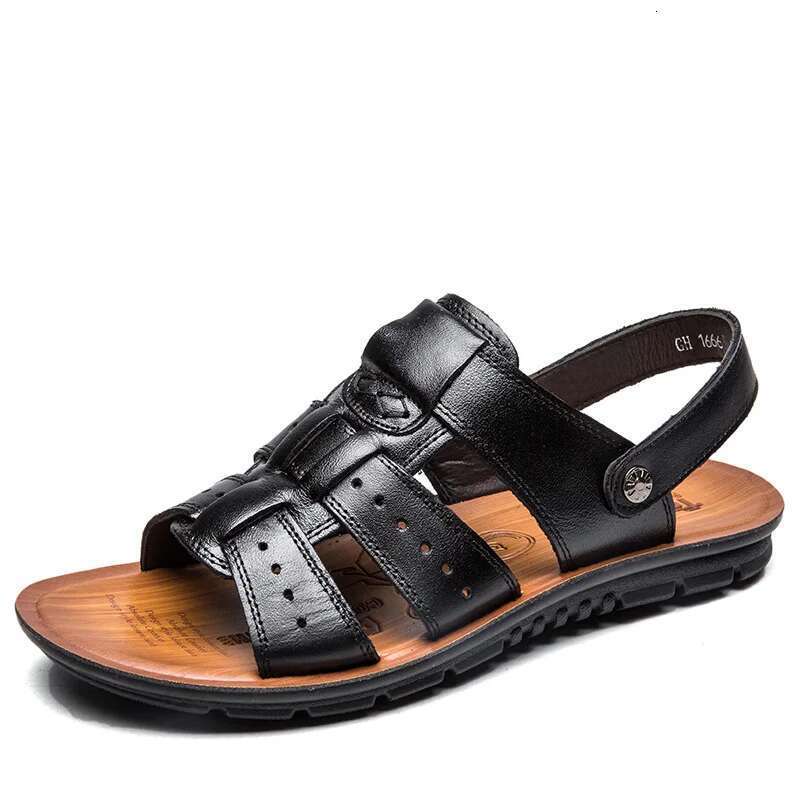 Brand Sandals Fashion Soft Anti slip Driving for comfortable Outdoor Walking Men Leather Shoes Summer Beach Sandal
