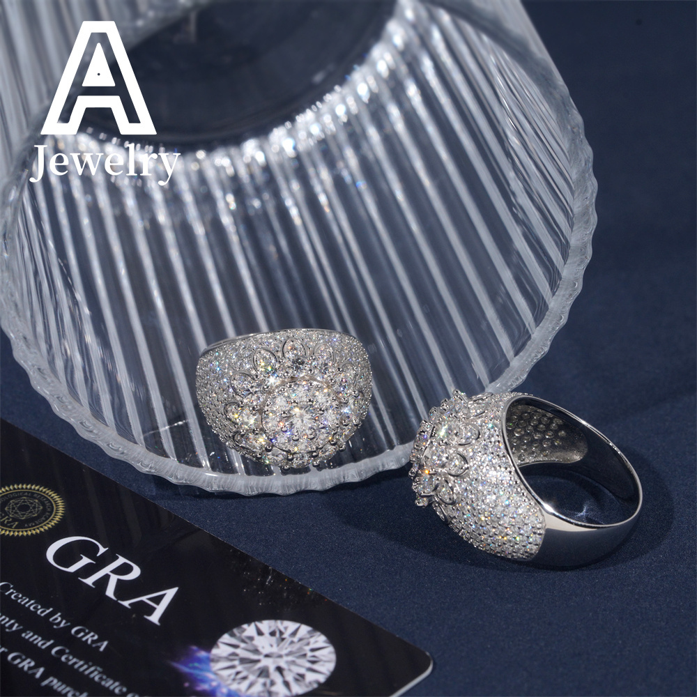 New Hip Hop Moissanite 925 Sterling Silver personality precision Mens street fashion ring Bestseller