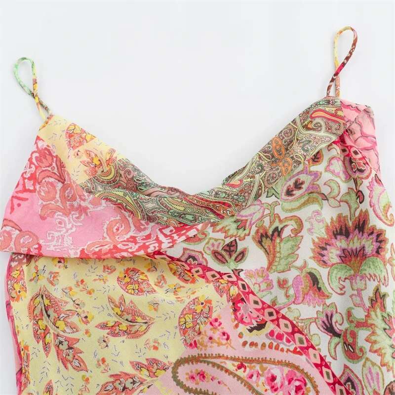 Women's Slip New Fashion Summer Patchwork Print Backless Dresses For Women Casual Chic Ladies Midi Dress