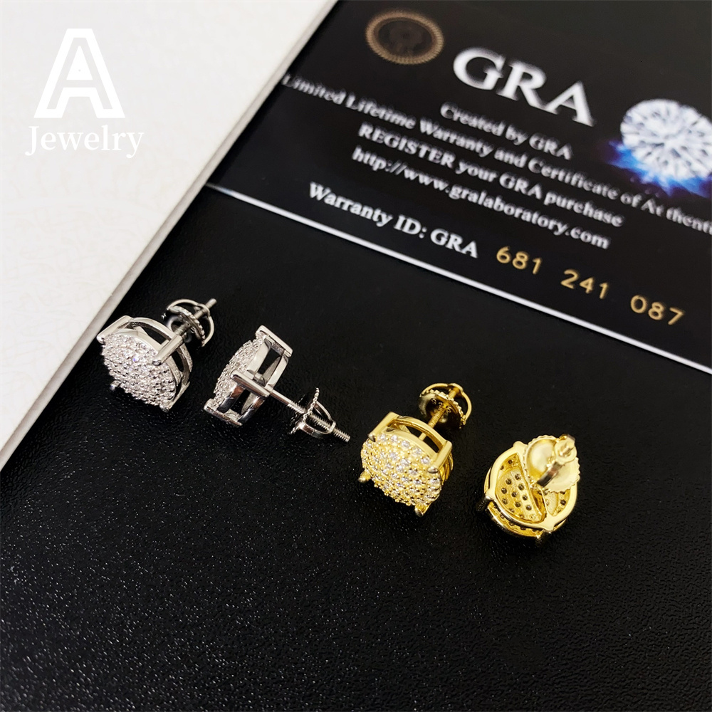 Pass the Diamond Tester Euro-American 925 sterling silver D color vvs Moissanite jewelry earrings classic Hip hop earrings