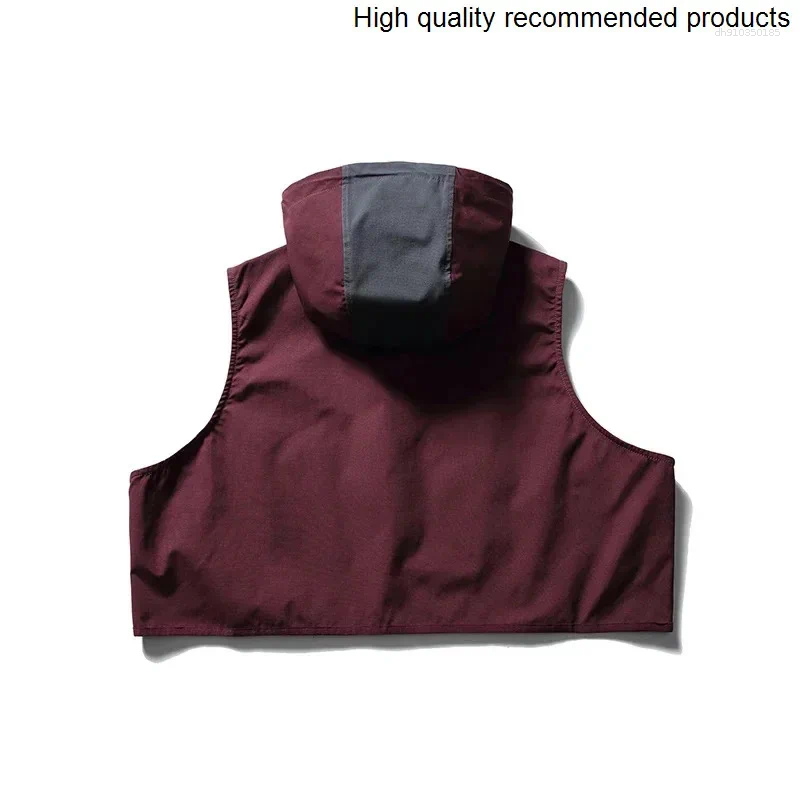 Men's Vests Women Outdoor Sport Fashion Men Loose Casual Hooded Cargo Vest Sleeveless Short Jacket Cityboy Streetwear Waistcoat Coat