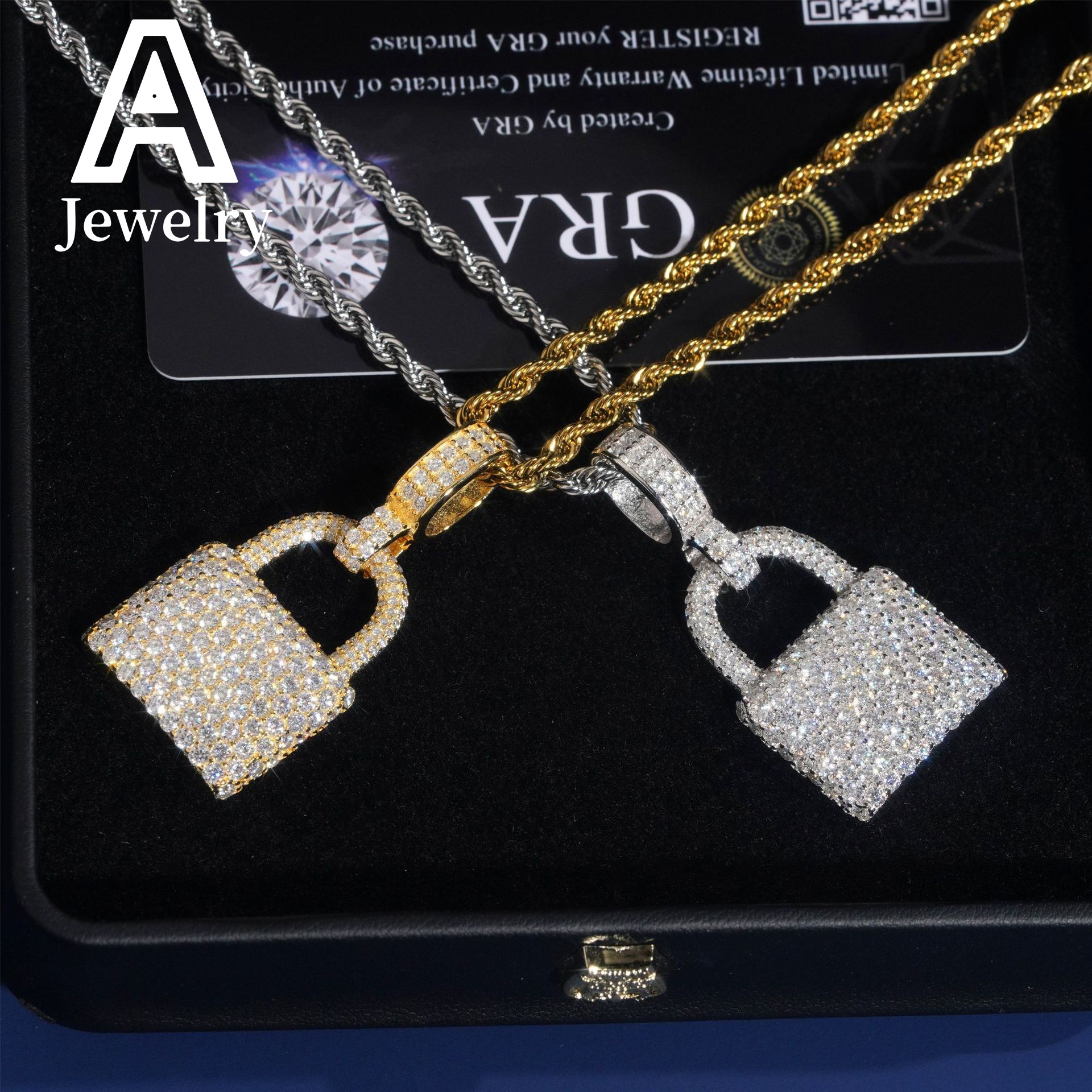 Iced Out Jewelry Hip Hop Pendants Custom Lock Design VVS Moissanite Diamond Charm Pendants for men women