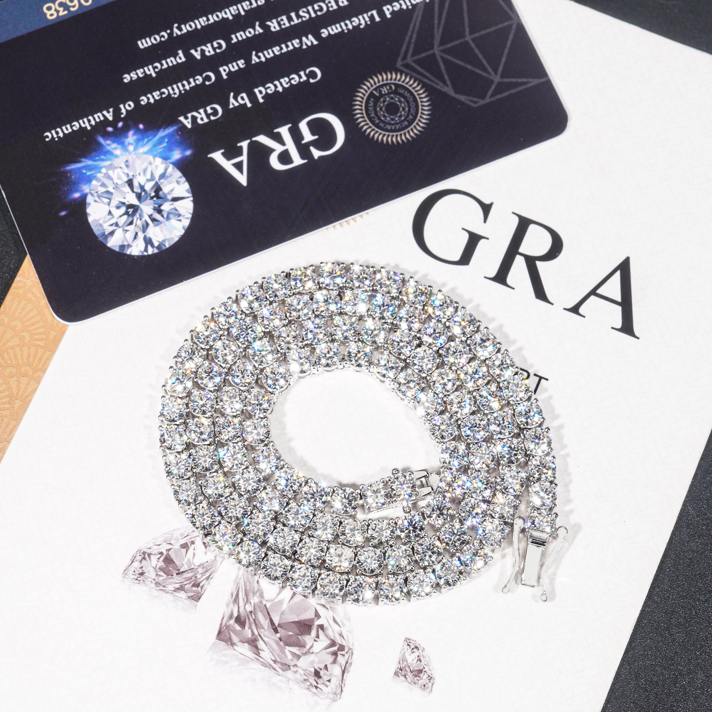 Pass Diamond Tester GRA Certificate 2MM Hip Hop Tennis Necklace Bracelet 925 Sterling Silver VVS Moissanite Tennis Chain