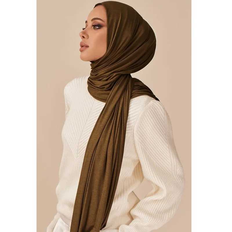 Modal cotton knitted headscarf long Muslim shawl plain weave soft turbo tie bag suitable for African b70x60cm X2503241