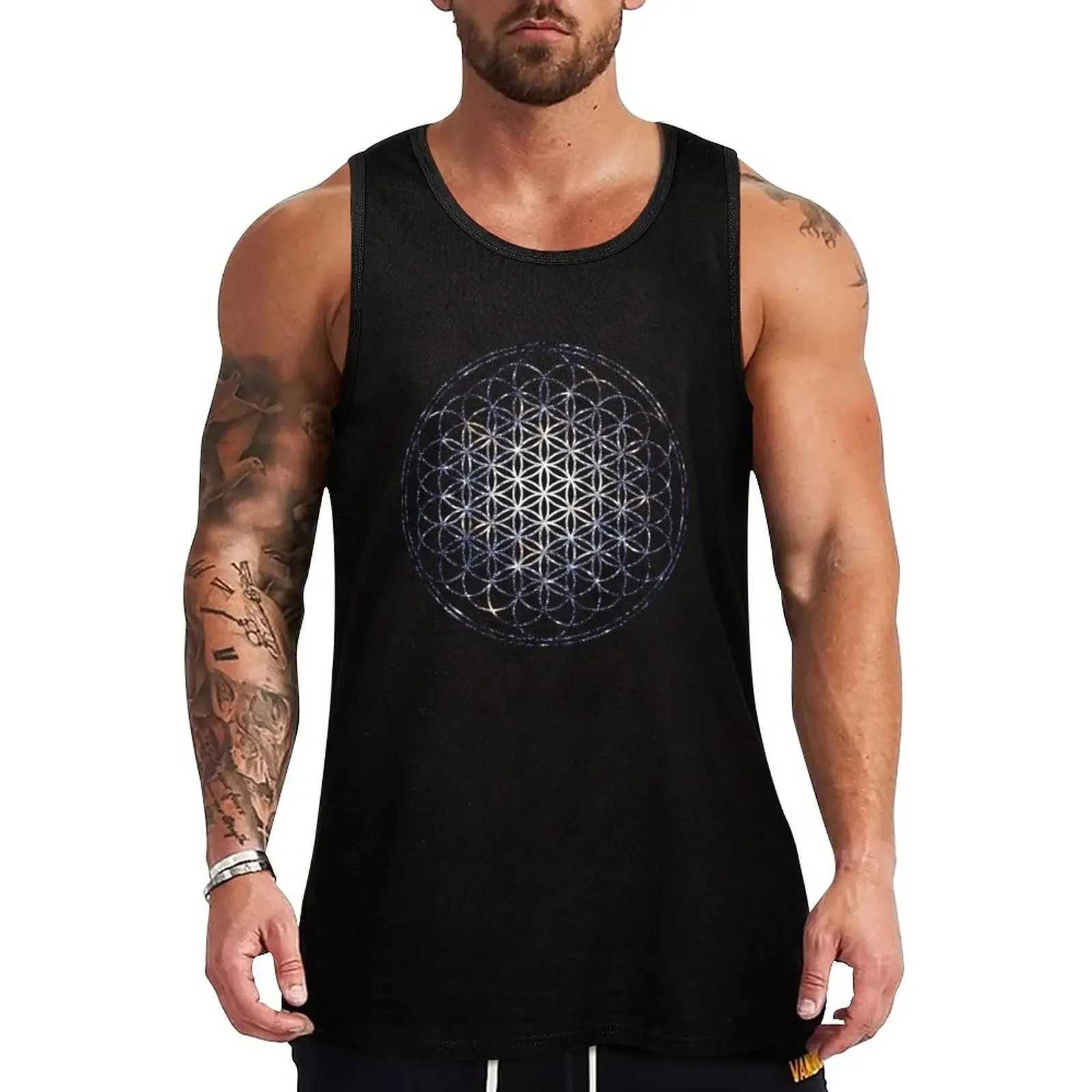 Flower of Life - Sacred Geometry Star Cluster Tank Top Mens Sleeveless T-shirt Mens T-shirt X250324