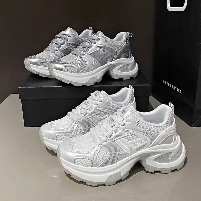 Moipeng womens shoes Sier thick soled casual shoes womens shoes lightweight breathable sports shoes Zapatos MujerXJ250324