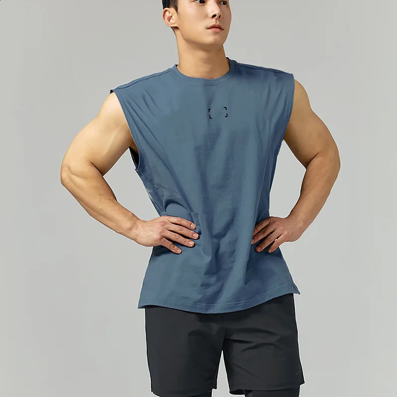Gym fitness vest mens casual outdoor summer fashion sleeveless shirt muscle vest top-level sportswear 250321