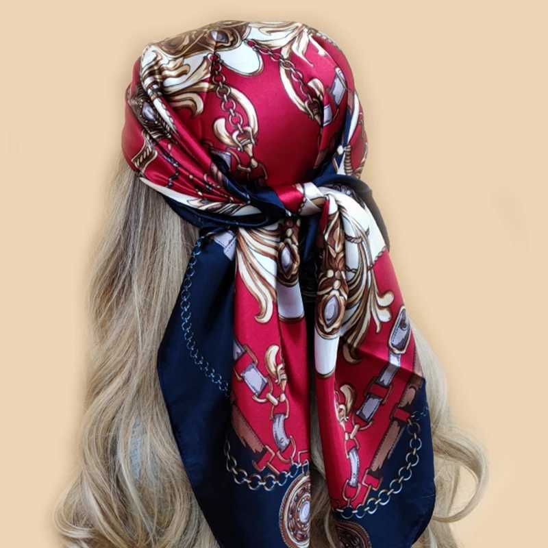 New 90 * 90cm vintage brand silk scarf with fashionable Bonn pattern square headscarf for women bag with foard muffler X2503241