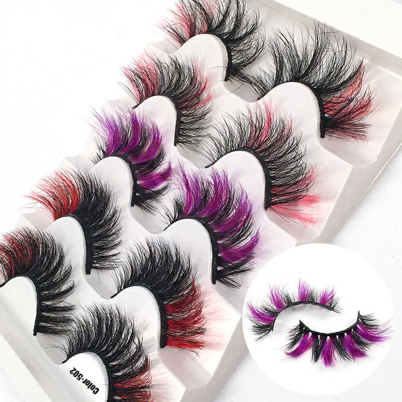 Cos5 Mixed Color False Eyelash Explosive Edition Thick Curly Imitation Mink Hair Eyelash Stage W250324