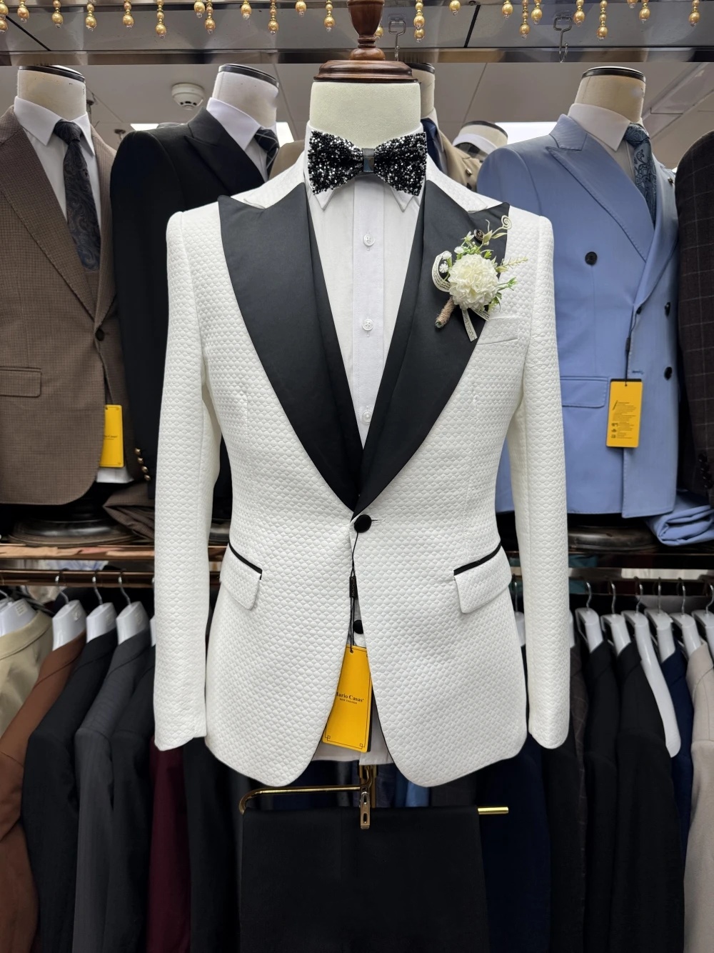 Vintage Men Suits Tailor-Made Suit Tuxedos for Wedding 3 Pieces Set Peaked Lapel Air Cotton Groom Blazer Coat+Vest+Black Pants Prom Party Formal Occas