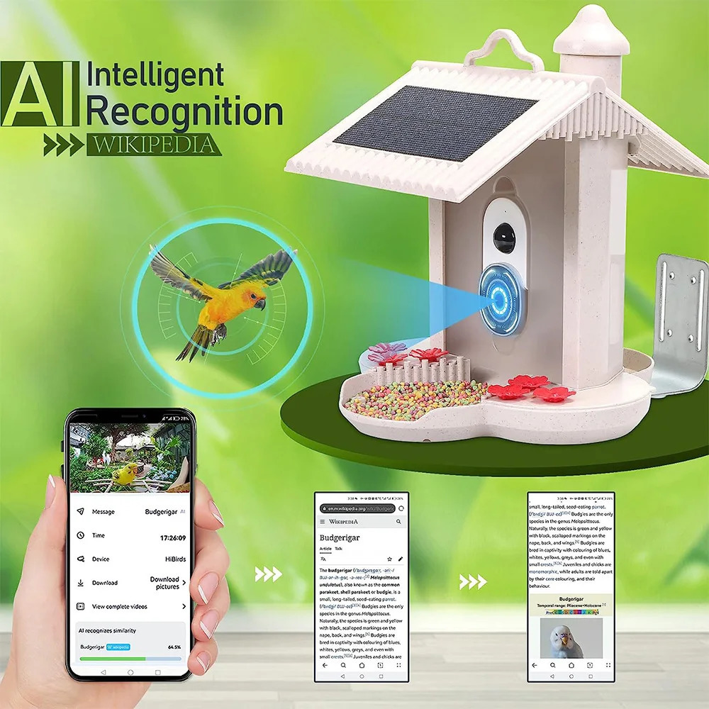 24G WIFI intelligent bird feeder with 1080P camera automatically captures videos and motion detection notifications AI recognizes species 250320