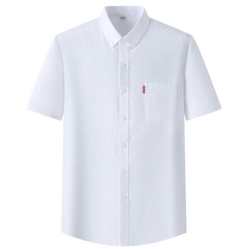 5XL 100 cotton long sleeved mens casual Oxford pocket white shirt mens long sleeved slim fit mens short sleeved shirt X250324