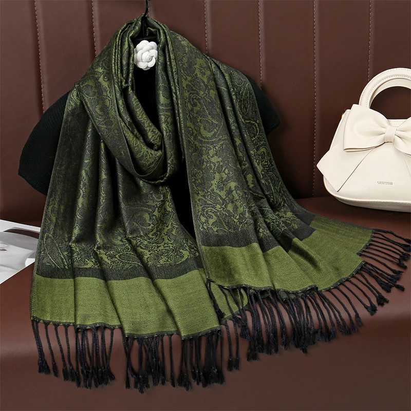 Jacquard scarf luxurious and fashionable thick and soft womens scarf stole shawl Muslim headscarf wrapped neck headscarf X250324