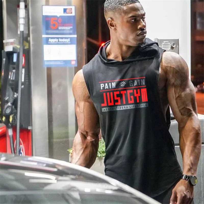 Muscleguys brand clothing gym hoodie vest mens fitness hoodie Stringer hoodie training single sleeve fitness shirt X250324