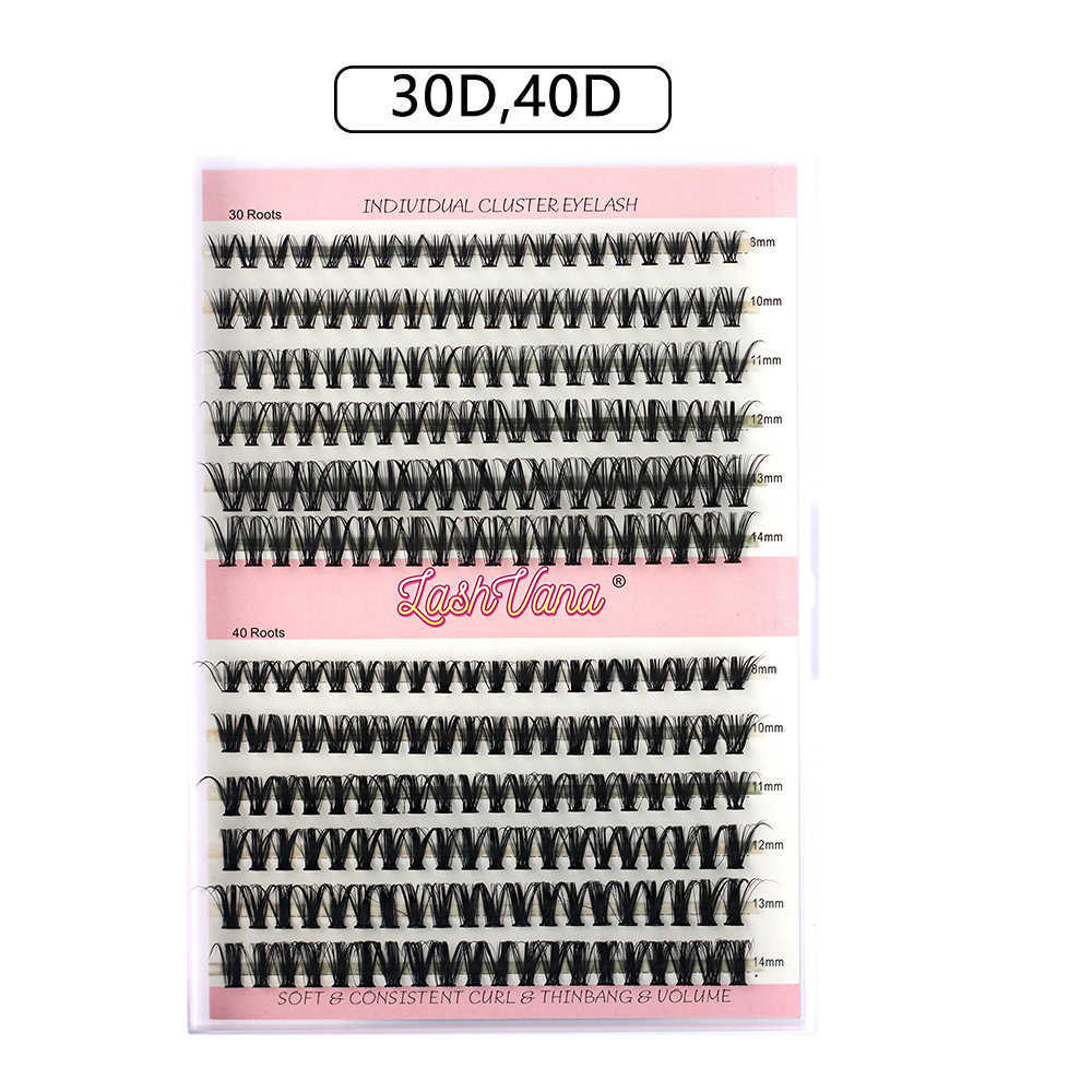 DIY large capacity eyelash cluster thick and curled eyelashes self grafting flat vacation eyelashes W250324