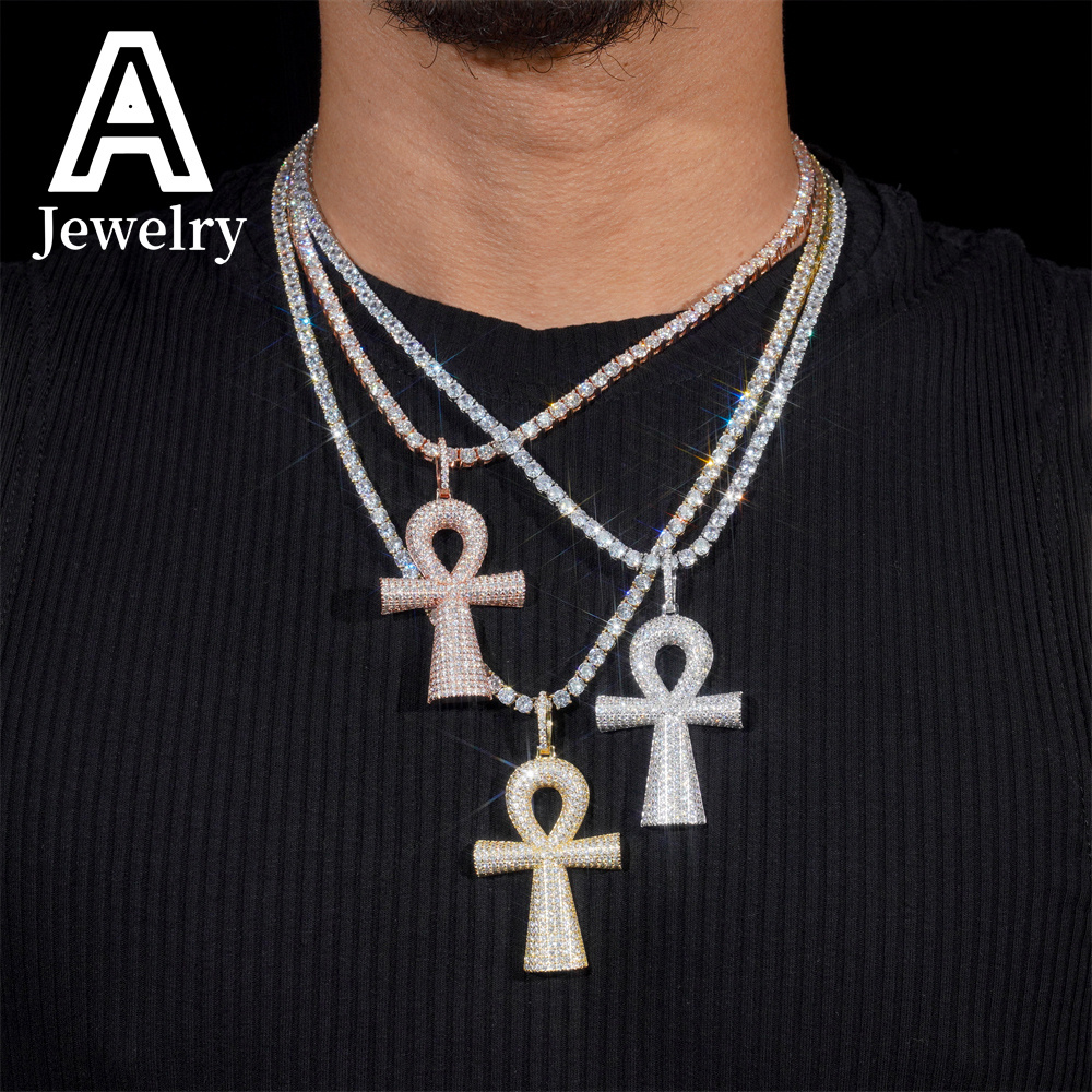 New Style Hip Hop iced out Cross Pendant Moissanite Pendant Pass Diamond Teste Pendant