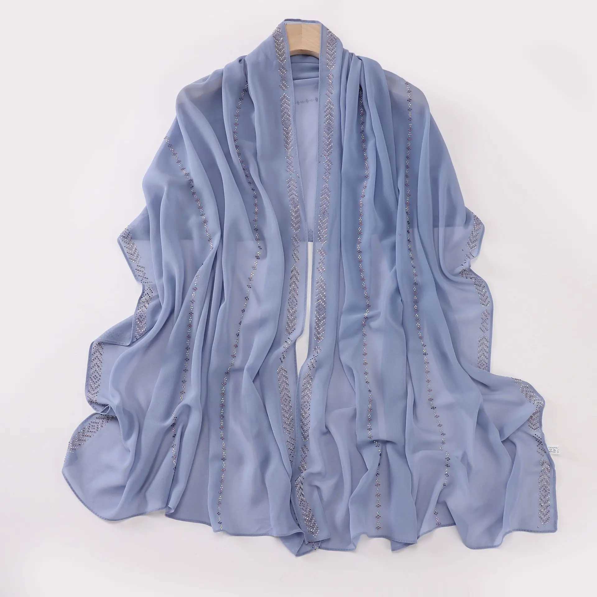 New Muslim T rkiye Pearl Chiffon Long Scarf Thread Hot Diamond Islamic Scarf Middle East Africa Band X250324