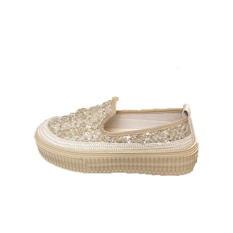 2025 new Korean version women's shoes designer fashion sequin thick sole fisherman women's shoes breathable casual single shoe