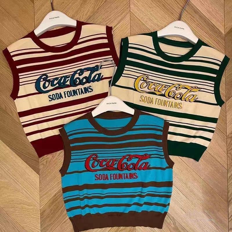 Ins Shoulder Knitted Small Camisole Vest Women's Summer French Short Sleeveless Outerwear