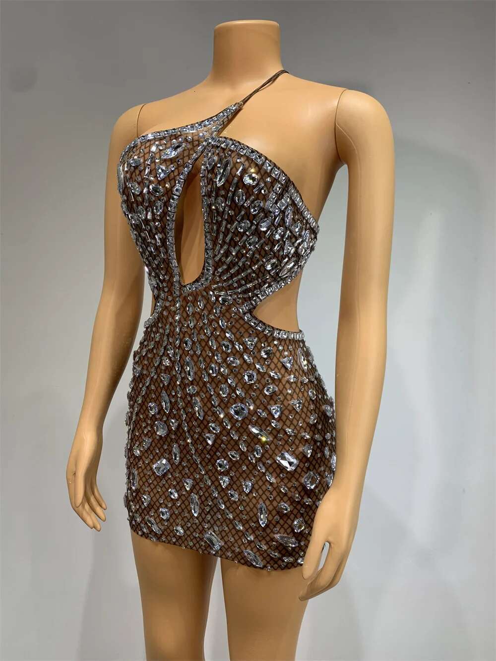 Urious Birthday Party Dress Women Sexy Mesh Backless Stretch Evening Prom Gowns Singer Stage Costume Club Celebrate Outfit