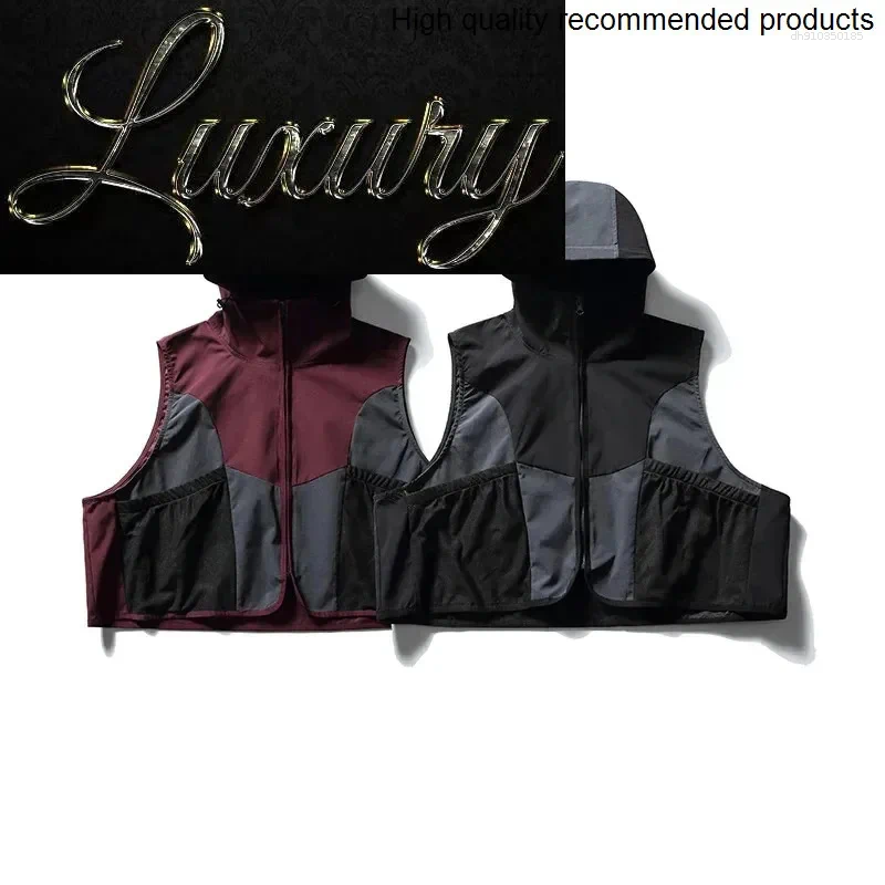 Men's Vests Women Outdoor Sport Fashion Men Loose Casual Hooded Cargo Vest Sleeveless Short Jacket Cityboy Streetwear Waistcoat Coat