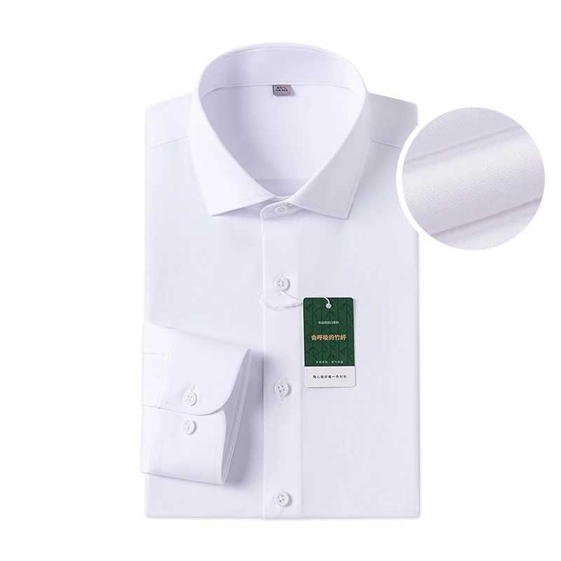 Windsor collar regular cuff dress fashionable mens long sleeved luxury business formal shirt solid easy care casual social X250324