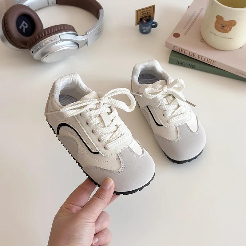 unisex childrens sports shoes for girls patch work trend boys waist school running sports shoes beige gray 250324