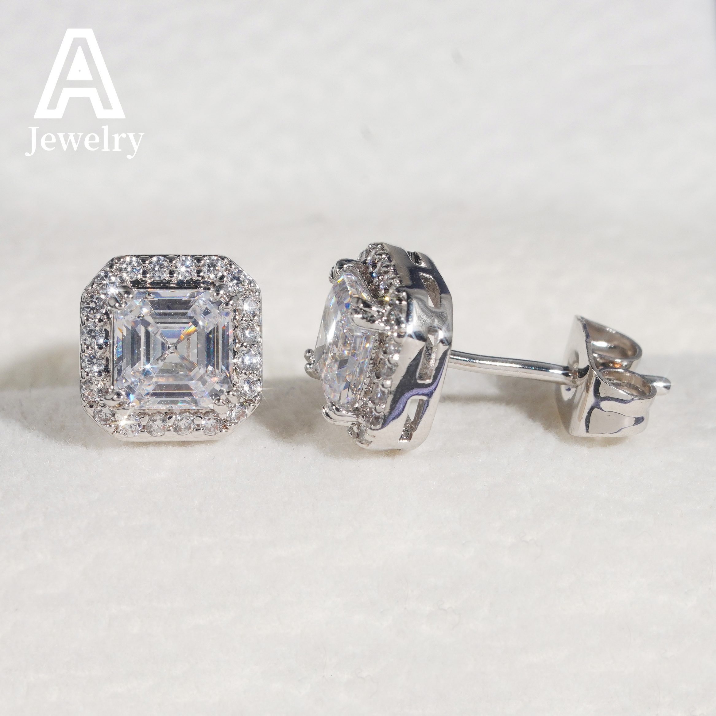 Best-selling European and American boutique 10mm925 sterling silver moissamite earrings hip hop street personality