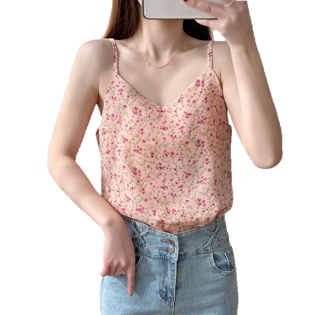 Korean Version Versatile Loose Camisole For Women In Summer 2025 Wearing Chiffon Small Floral Bottom Vest And Top Inside Trendy Trend