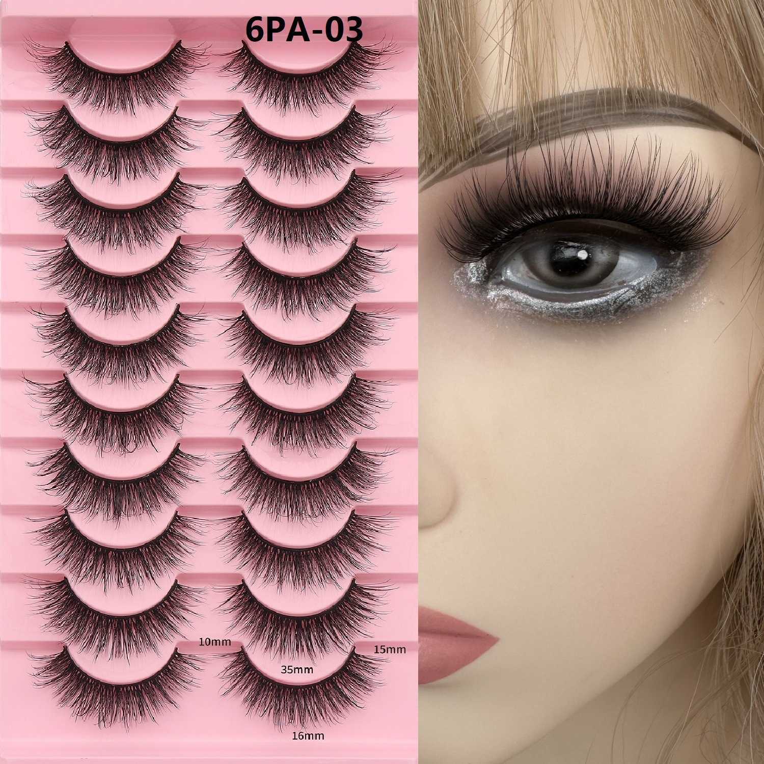 Multi pair 3D cat eye with thick eyelashes hard stem natural simulation curled false eyelashes W250324