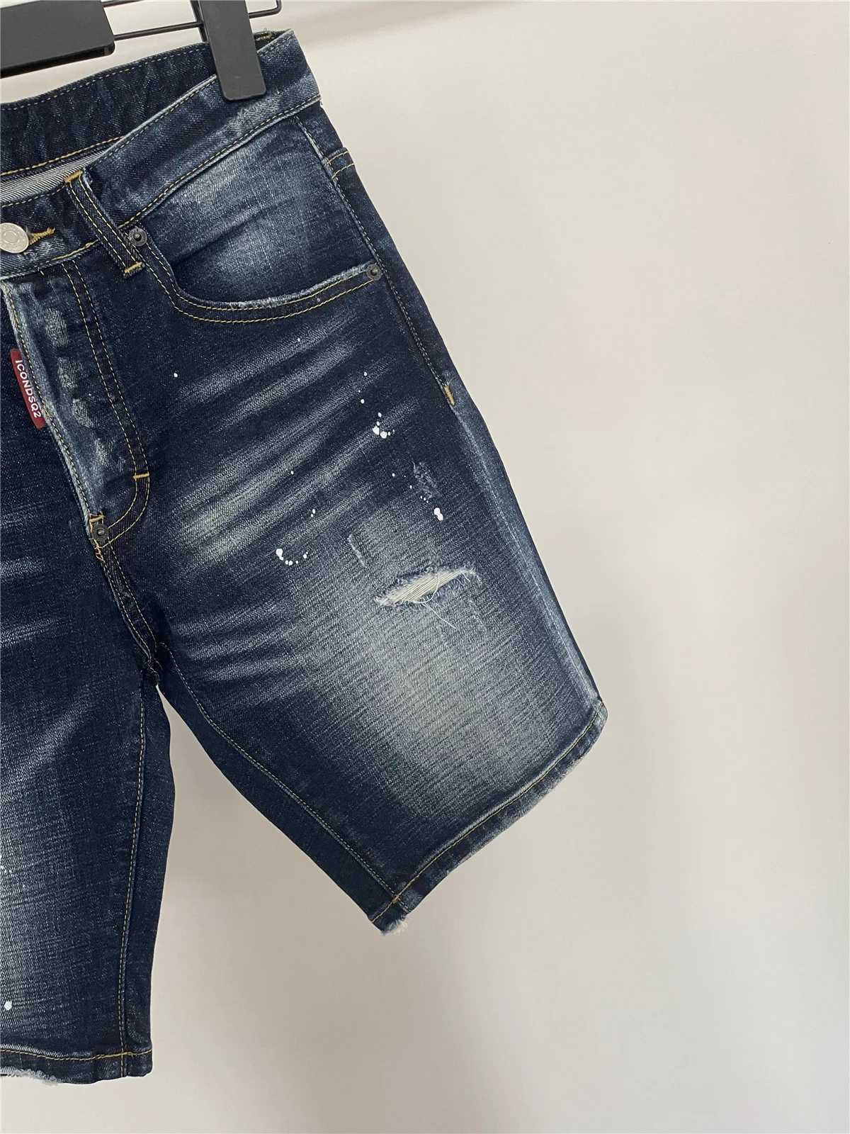 2024 Spring/Summer 5 oclock Mens Fashion Waxing Patch Embroidery Slimming Micro Elastic Denim Shorts X250324