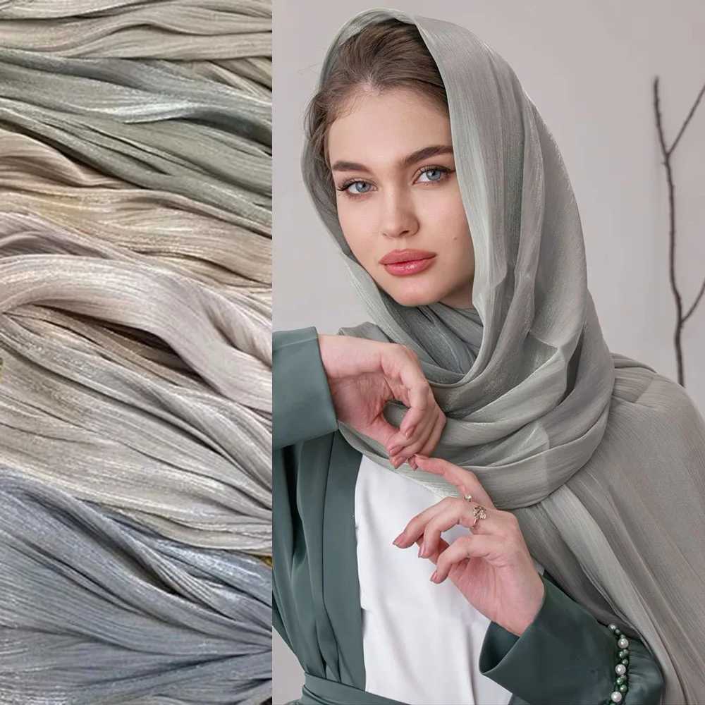 New slightly shiny silk scarf and chiffon headscarf suitable for tattoos breathable cool satin smooth crepe long shawl suitable for tattoo turbo packa