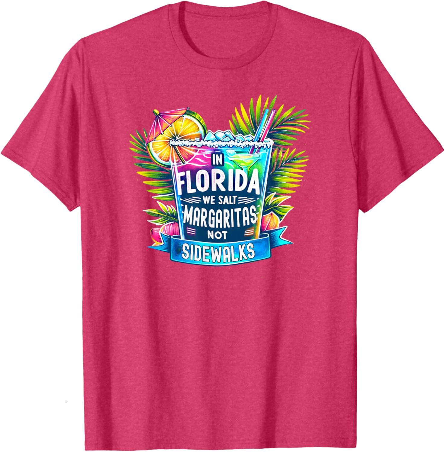 T shirt for Mens In Florida We Salt Margaritas Not Sidewalks Funny Florida Graphic Tee Casual Tops Clothes Short sleeve fashion