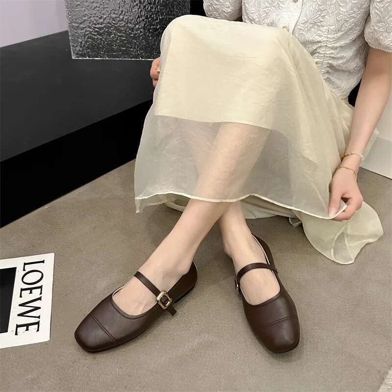 Spring/Autumn Fashion Buckle Single Women's Solid Color Model Square Toe Beautiful Casual and Comfortable Loafers atos