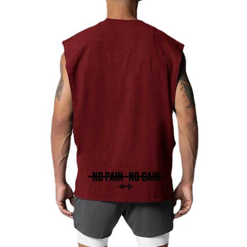 Tailored oversized mesh vest for mens gym fitness training fast drying bodybuilding sleeveless sportswear fashionable clothing X250324