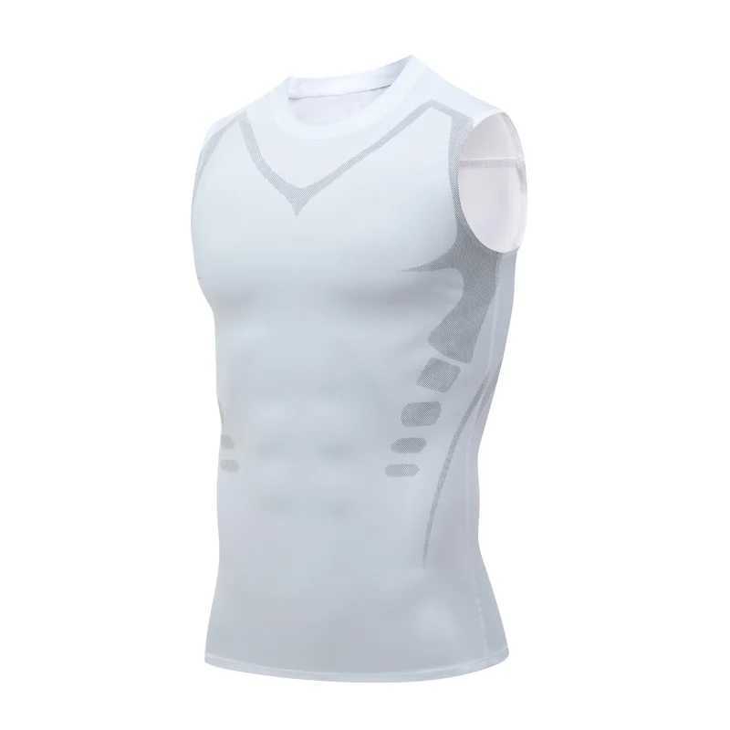 Compression vest mens sports shirt sleeveless quick drying printed sports shirt mens fitness vest X250324