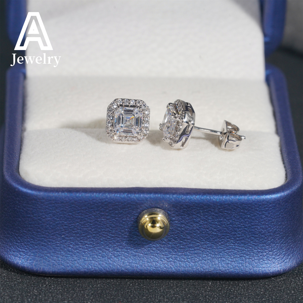 Best-selling European and American boutique 10mm925 sterling silver moissamite earrings hip hop street personality