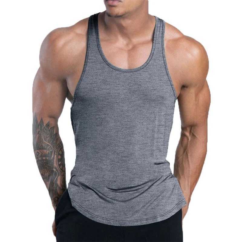 Mens fitness vest summer fitness training underwear running vest quick drying elastic loose sports vest mens top X250324