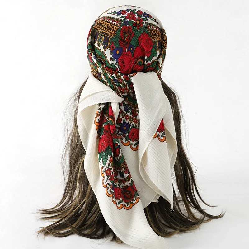70X70CM high-quality square fashionable scarf with floral cotton Banda womens scarf and headscarf accessories X250324
