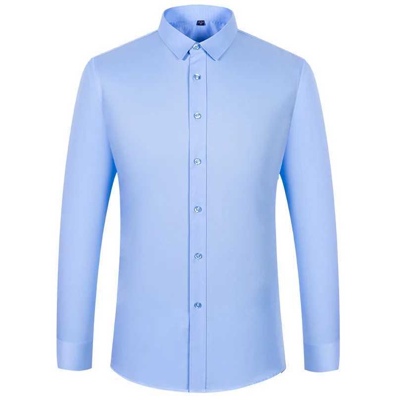 8XL solid color long sleeved mens work office business classic mens casual mens white shirt X250324