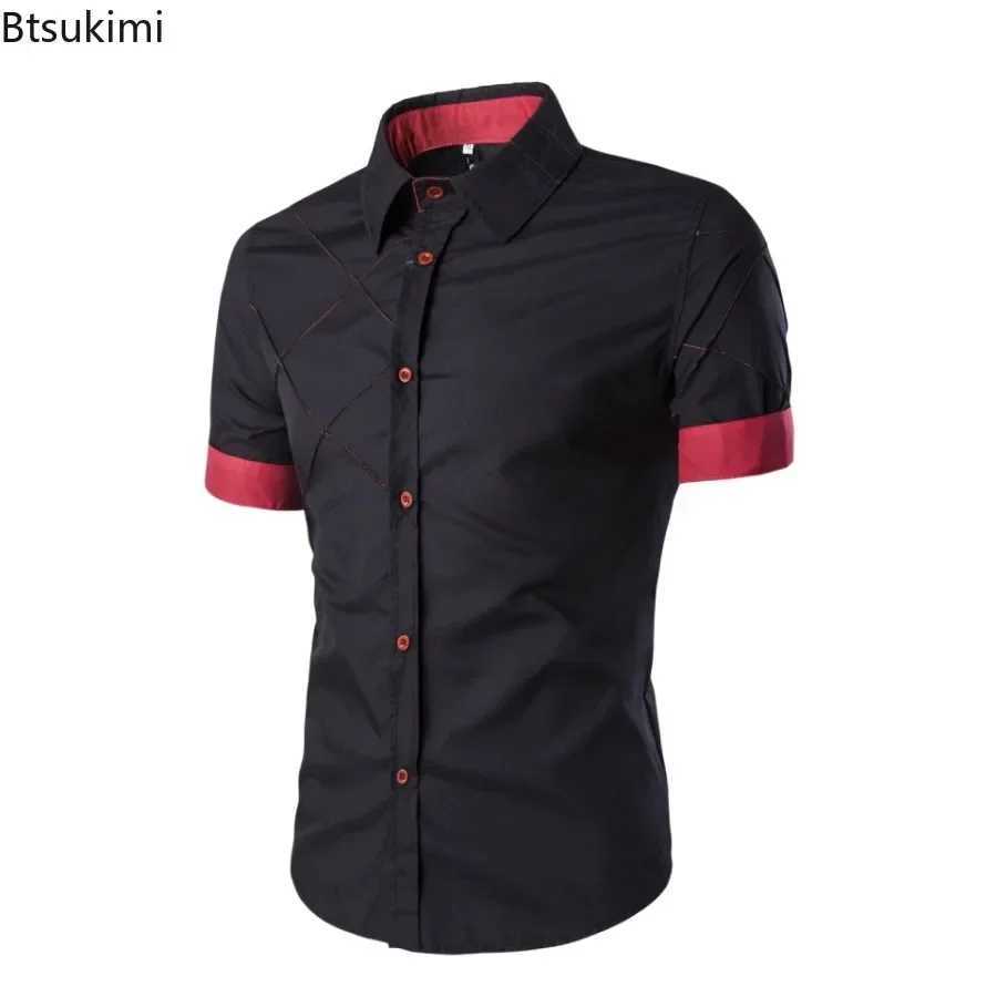 Fashionable business style mens casual short sleeved shirt comfortable cotton basic social formal shirt 2025 mens high-quality shirt X250324