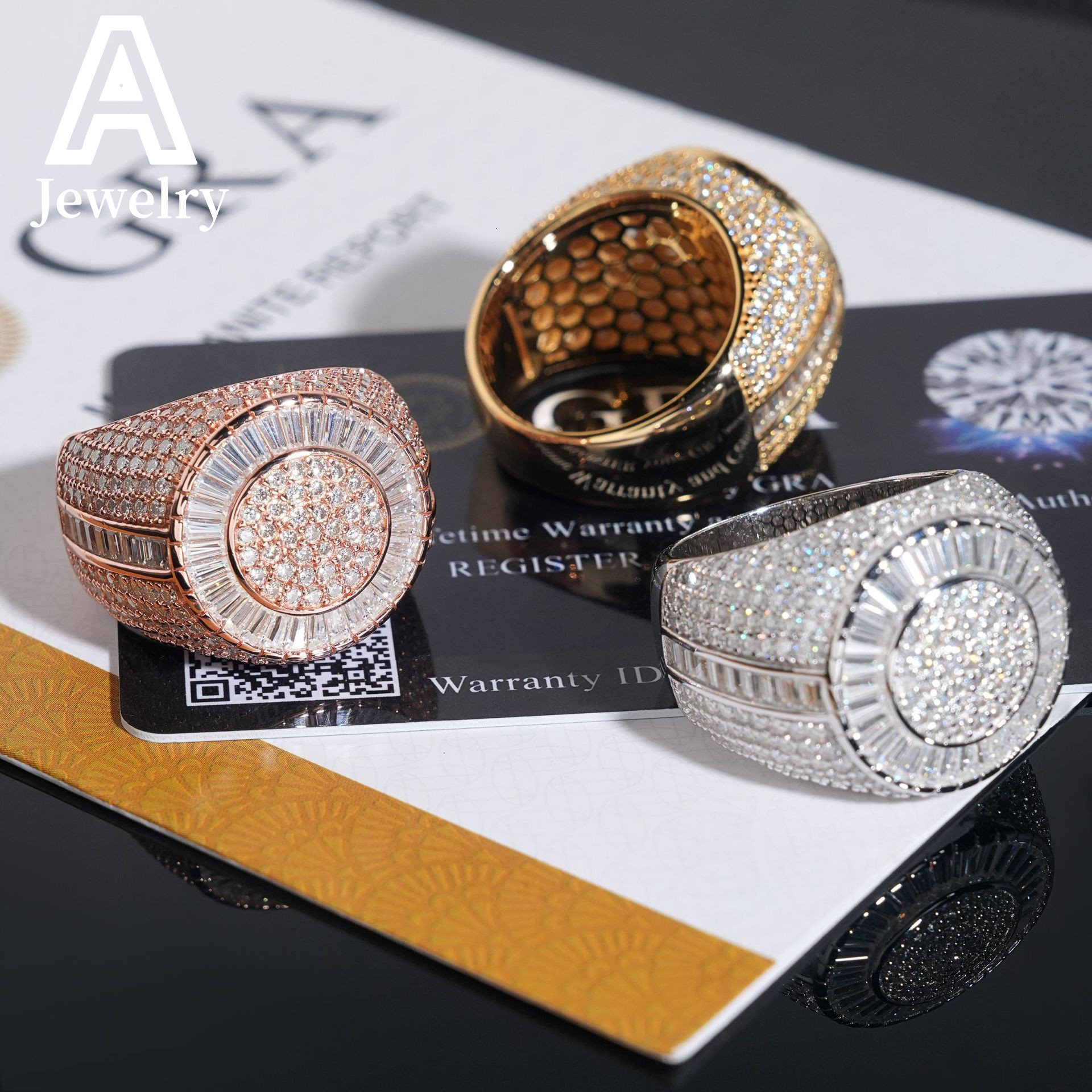 Half Iced Out Baguette Cut Moissanite Diamond Rings Men Fashion Wedding Bands 925 Sterling Silver Hip Hop Jewelry